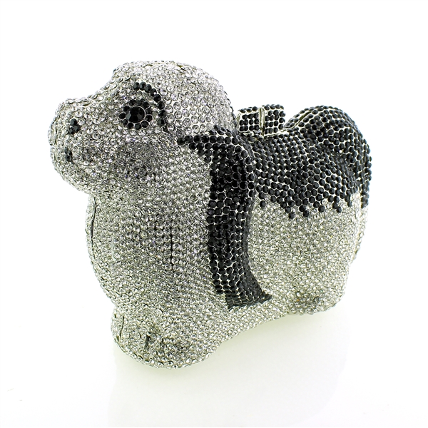 Oreo The Crystal Puppy Dog Purse with Designer Swarovski Crystal Elements!