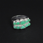 Emerald 925 Sterling Silver Size 7 Ring 