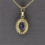 Tanzanite Oval Cut 1 Carat Center Stone Surrounded by Diamonds with Yellow Gold Chain! (Vault_Q)