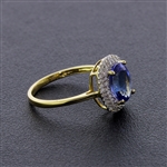 Auction Opportunity! Breathtaking Yellow Gold Ring with Center 1.41 Carat Oval Tanzanite and Nice Diamonds! (Vault_Q)