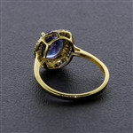 Auction Opportunity! Breathtaking Yellow Gold Ring with Center 1.41 Carat Oval Tanzanite and Nice Diamonds! (Vault_Q)