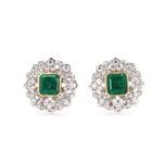 4.45ctw Emerald and 1.82ctw Diamond Platinum and 18K Yellow Gold Earrings (Vault_RR02) 