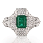 2.87ct Emerald and 2.12ctw Diamond Platinum Ring (Vault_RR02) 