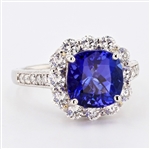 4.00ct Tanzanite and 1.20ctw Diamond Platinum Ring (Vault_RR02) 