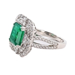 4.15ct Emerald and 1.38ctw Diamond Platinum Ring (GIA CERTIFIED) (Vault_RR02) 