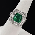 4.15ct Emerald and 1.38ctw Diamond Platinum Ring (GIA CERTIFIED) (Vault_RR02) 