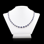 34.28ctw Blue Sapphire and 7.39ctw Diamond 14K White Gold Necklace (Vault_R54) 