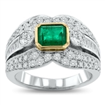 0.86ct Emerald and 1.44ctw Diamond 18KT White and Yellow Gold Ring (Vault_R54) 