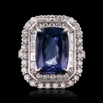 6.58ct Tanzanite and 2.24ctw Diamond 18K White Gold Ring (GIA CERTIFIED) (Vault_R54) 