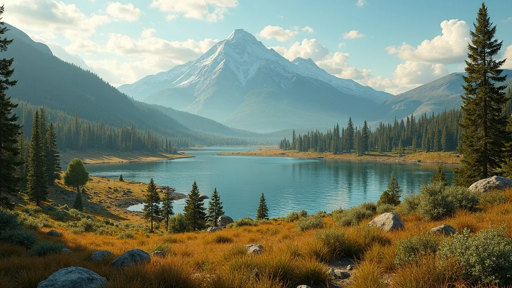 Collage of raw land types: ranchland, wooded lakeside lots, rolling fields with sunlight, representing diverse auctioned land parcels