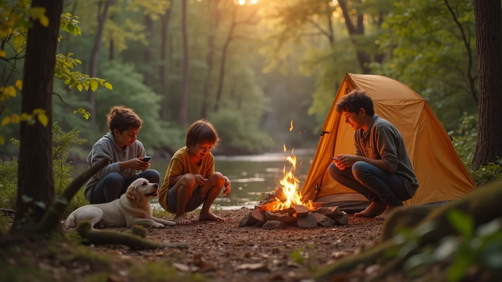 Family camping on undeveloped Arkansas land—enjoying the recreational benefits of rural land ownership