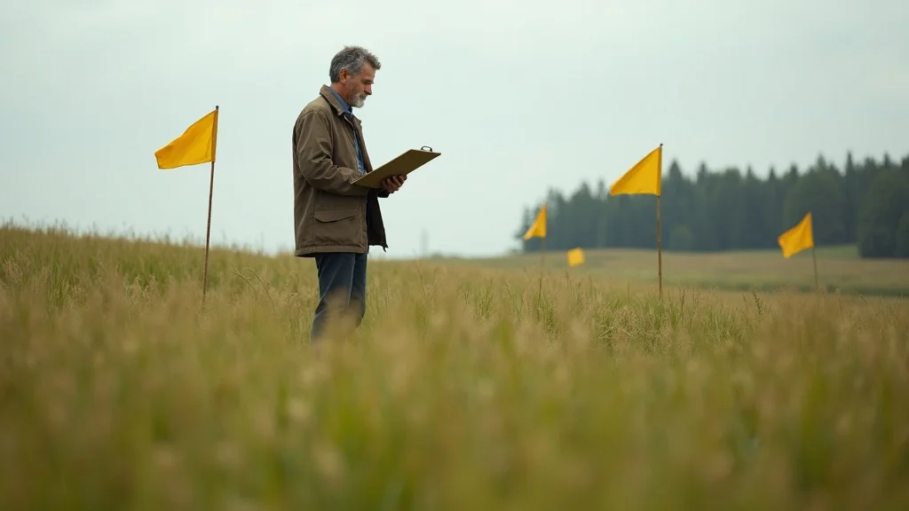Professional land appraiser with clipboard performing raw land evaluation for land appraisal